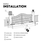 Swing Gate Opener Automatic Full Solar Power Kit Remote Control V379-SNGLSOLARSET05