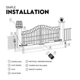 Swing Gate Opener Automatic Full Solar Power Kit Remote Control V379-SNGLSOLARSET05