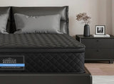 Giselle Bedding King Mattress 34cm Euro Top with 5-Zone Pocket Spring Support Black MATTRESS-E-MUSE-34-K