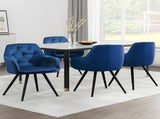 Artiss Dining Chairs Set of 4 Velvet Diamond Tufted Armchair Blue MO-DIN-GRS058-VEL-NAX4