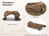 Reptile Hide and Basking Platform, 13.4" x 6.3" x 4.1" Hollow Log Hideout for Snake Lizard Gecko, V1369-AZ3-W-08812