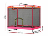 Everfit Kids 4.5FT Trampoline Rectangle Rebounder with Basketball Hoop Pink TRAMPO-TD-3IN1-PK
