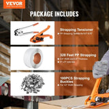 Banding Strapping Kit with Strapping Tensioner Tool, Banding Sealer Tool, 100 m Length PP Band, 100 V952-PPDKZTJ100M1WBWTQV0