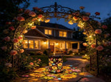 Solar Powered Sunflower Pattern Garden Lantern with Colourful LED Projection, Metal Hanging Light V1189-LC-KF-00008