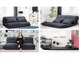 Artiss Floor Lounge Sofa Bed 2-seater Charcoal Suede FLOOR-SBL-200SUE-S-CHA