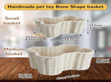 2 Pcs Dog Toy Basket Dog Toy Bin Bone Shaped Handmade Pet Organizer for Pet White Cotton Rope Basket V1258-DP02-C-2285
