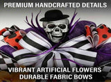 Halloween Wreaths for Front Door, Spooky Halloween Door Wreath with Spider Skeleton Black Rose V1366-AZ2-W-15266