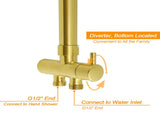 Brushed Gold 12" Large Shower Head One Spray Mode Handheld Rose Sliding Rail Arm Round Mixer Set V1233-SC842GSS019CBGKSR112GKCR201BG