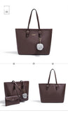 Women's Large Capacity PU Leather Tote Shoulder Bag for Work Shopping Party, Dark Brown V1188-MS-325-0321