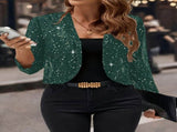 Sparkly Women'S Jacket Sheer Jacket Women'S Outerwear Fashion Jacket Glamorous - Navy - Size XXL V1106-948-62541-NVY-XXL