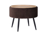 Side Table Storage Ottoman - Velvet Padded Stool Vanity Footstool CLEO BROWN V274-FT-VR-945VAS-BN