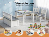 Keezi 2 in 1 Kids Table and Chair Set, Activity Table with Storage Bench and 2 Chairs for Reading, KTC-G-BC-GY