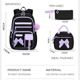 Girly 3-Piece Spine-Protecting Backpack Set Durable Nylon Water-Resistant & Lightweight, Large V1232-SJTSB-001