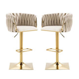 SERENIT Modern Velvet Breakfast Bar Stools Swivel Barstools Adjustable Counter Stools with Backrest V255-SE-GP1782-IVORY