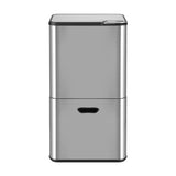 Cefito 63L Rubbish Bin 3 Compartment Stainless Steel Split Door Trash Can Silver RB-63L-3C-SI