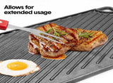 Reversible Cast Iron Griddle Rectangular BBQ Plate 43x24cm Double-Sided Flat Top Griddle Pan and V985-GRILLPRESS