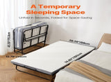 Rollaway Bed, 96.5 cm x 190 cm Folding Bed with 10 cm Mattress, Twin Size Foldable Bed with Sturdy V952-ZDC38YC4INCHYORRBV0