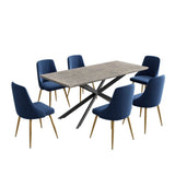 Dining Delight Rectangular Table and Navy Velvet Chairs Dining Set V264-DNT-411C-DGR-DNC-414V-BLU-6