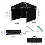 RED TRACK 3x3m Ultra Compact Folding Gazebo, Walls, Carry bag, Portable Outdoor Popup Marquee for V219-OTDGZBRT3WKA