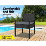 Gardeon Outdoor Dining Chairs Patio Furniture Rattan Lounge Chair Cushion Felix ODF-CHAIR-TEA-BK