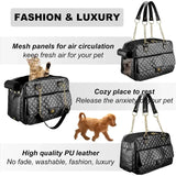 Luxury Outing Black Quilted Chain Pet Carrier, Perfect for Cats & Dogs under 8 lbs! V1385-CWPXB-WU-927-011