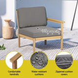 Gardeon 5-Seater Outdoor Sofa Set Wooden Lounge Setting 6PCS ODF-B-SOFA01-TK-ABCDEF