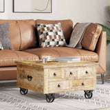 Coffee Table Rough Mango Wood 70x70x40 Cm 43_243979