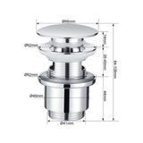 Chrome Copper Pop Up Sink Drain with Universal Automatic Overflow Large Drainage V1237-ZY-528-312