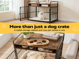 i.Pet 2-in-1 Wooden Dog Crate 104cm Pet Cage Furniture End Table Storage Black PET-DOGCAGE-DR-104-BK