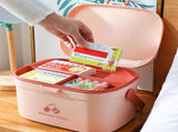 Medicine Box Pill Storage Case Sewing Tin Container PP 2 Layer Portable for Home Office Pink V1294-YM0716-3117220102412