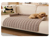 Brown Pet Sofa Protector & Calming Bolster Bed with Diamond Lattice - 75x75CM Thickened Non Slip V888-ELOSUNG45684