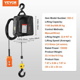 VEVOR 2-in-1 Electric Hoist Winch, 500 kg Capacity, 1500W Portable Power Winch Crane, 7 m V952-BXSDDHL1100BSJQDBV3