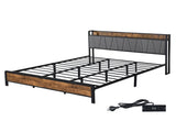 Levede King Bed Frame Industrial Tufted Soft Storage Headboard USB Charge BF1057-K-DG-AU
