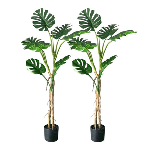 SOGA 2X 160cm Tropical Monstera Palm Artificial Plant Tree, Real Touch Technology, with UV APLANTFHG1608X2