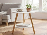 Levede Round Coffee Table 2-Layer Living Room End Tables Bedroom Side Tables NI1090-WH-AU
