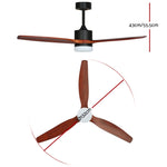 Devanti 52'' Ceiling Fan AC Motor 3 Blades w/Light - Dark Wood CF-B-52-C142-DW