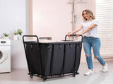 Laundry Cart, Rolling Grocery Utility Cart with Waterproof Liner & Swivel Wheels, 118 KG Large Load V952-XYC2LKSJSCL04UN2C001V0