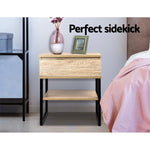 Artiss Bedside Table 1 Drawers with Shelf - CASEY FURNI-G-IND-BSIDE-02-WD