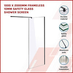 1000 x 2000mm Frameless 10mm Safety Glass Shower Screen V63-829851