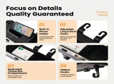 Black Multi-Function Car Headrest Organiser - ABS Backseat Storage with Dual Cup Holders, Tissue V888-ELOSUNG57241