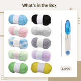 Scrubby Yarn for Dishcloths, Pastel Yarn for Crocheting, Quality Polyester Blend, 12-Color Kit, V1369-AZ3-W-08577