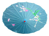 6x PARASOL UMBRELLA Chinese Japanese Bamboo Flower Pattern 80cm Large BULK - Sky Blue V563-6XBR-PARUMB-SKYBLU