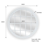 Window Style Mirror - White Circle 100cm V292-MIRR-ARCH026