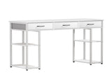 Artiss Computer Desk Drawer Shelves Study Table 120CM White MET-DESK-CD120-WH