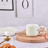 Ceramic Coffee Mug with Set, Creative Cute Cup with Flower, Novelty Cups with Flower Handle for V1370-AZ4-06314