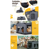 i.Pet Pet Carrier Soft Crate Dog Cat Travel 82x58CM Portable Foldable Car XL PET-CARRIER-XL-GR