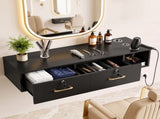 Artiss Wall Mounted Salon Station Cabinet, Hair Styling Station with 2 Lockable Drawers & 3 FUR-AD-SAL-02-BK