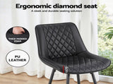 Artiss 4x Bar Stools Kitchen Dining Chair Counter Stool Diamond PU Leather Black BA-K-799-BKX4