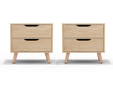 Artiss 2 x Bedside Table 2 Drawers - BODEN Pine FURNI-L-SCAN-BS01-WDX2