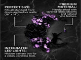 Magical Halloween Moon Cat Wreath Light up Door Crescent Floral Spooky Ruffled Fabric Porch Entryway V1366-AZ2-W-15307